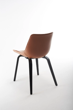 NITA C FP - Tanned leather chair with multi-layer wood legs by SOFTLINE 1979 - view 3